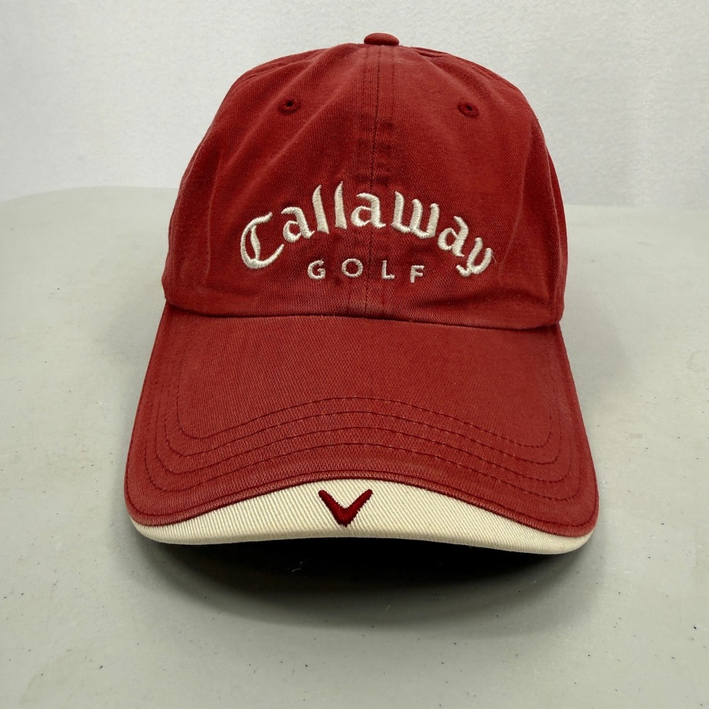 Callaway Golf Hat Mens‎ OSFA Red Embroidered Adjustable Strapback Cap
